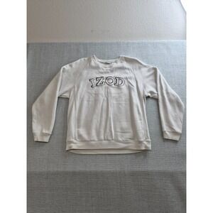 IZOD Golf Classix Sweatshirt Women's Large White Fleece Lined Embroidered‎ Logo